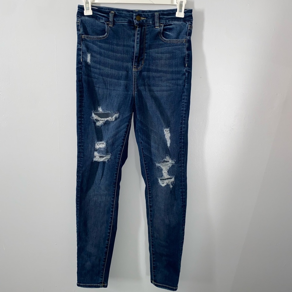 American Eagle Dark Wash Ripped High Rise Jeans